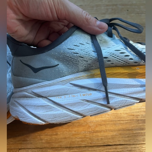 Hoka One One Clifton 8 Size 11D Men’s Gray and Orange - Picture 8 of 9